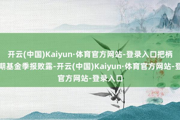 开云(中国)Kaiyun·体育官方网站-登录入口把柄最新一期基金季报败露-开云(中国)Kaiyun·体育官方网站-登录入口